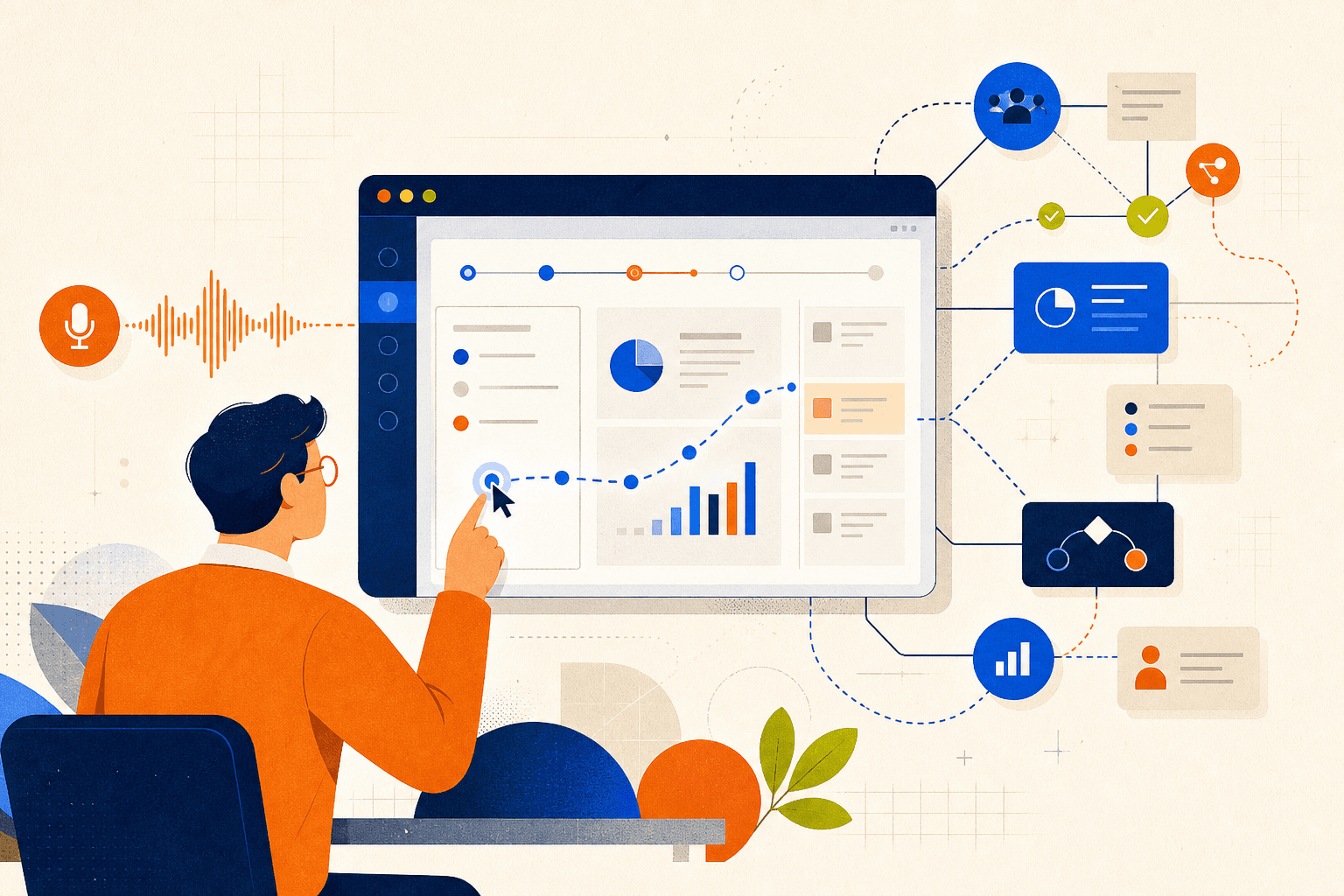 An expert narrates a workflow while Emulate connects their actions, application context, and decisions into shared knowledge.